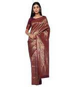 Purple Banarasi Silk Animal Design Saree with blouse