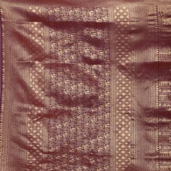 Purple Banarasi Silk Animal Design Saree with blouse 5