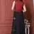MAROON PRINTED CROP TOP WITH SKIRT AND POTLI