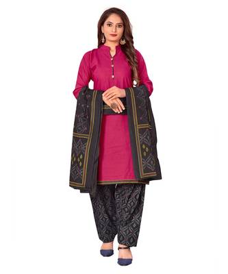 pink cotton stitched top & bottom with dupatta 2