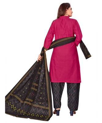 pink cotton stitched top & bottom with dupatta 3