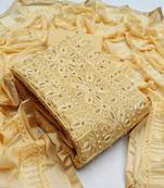 Light-yellow aari cotton salwar