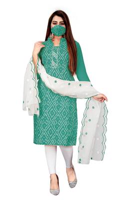Sea-green printed cotton salwar 1