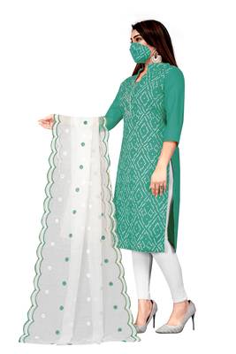 Sea-green printed cotton salwar 2