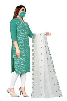 Sea-green printed cotton salwar 3