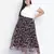 Black bean net printed and pleated lined Plus skirt