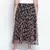 Black bean net printed and pleated lined Plus skirt