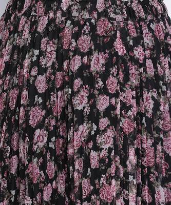 Black bean net printed and pleated lined Plus skirt 5