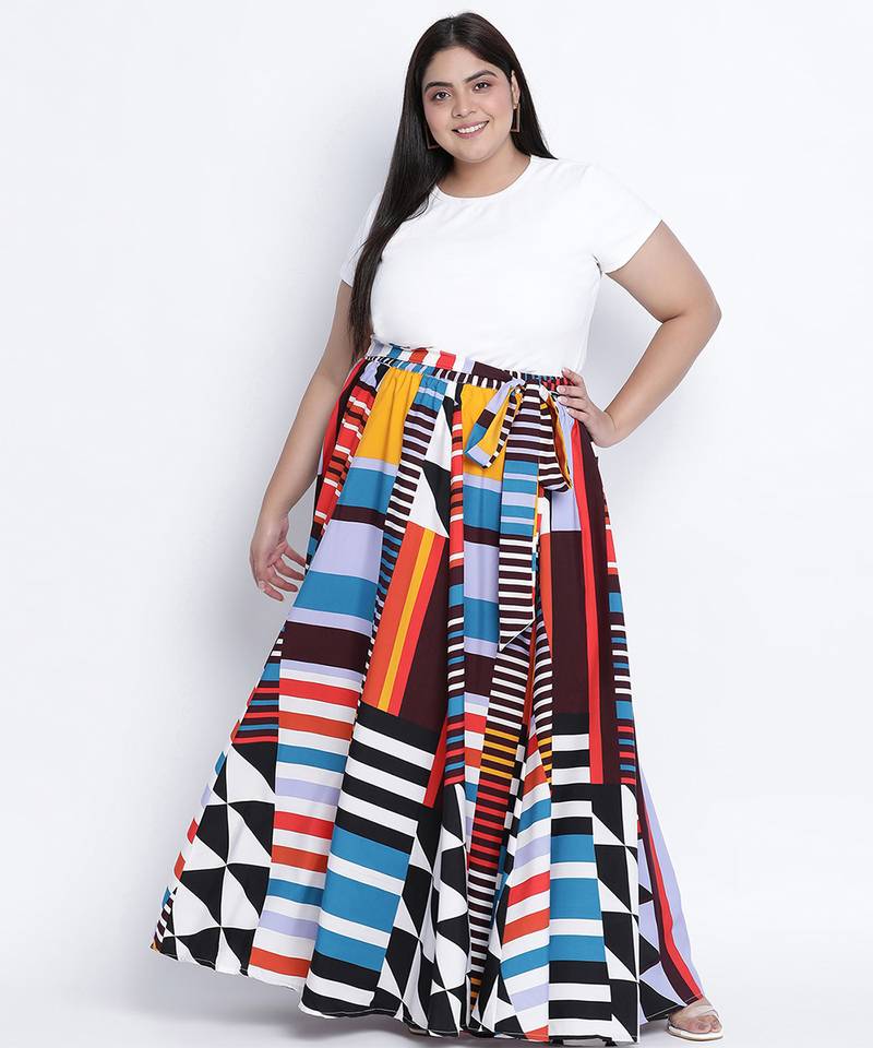 Multihued gathered dense Plus skirt