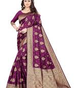 Purple woven art silk saree