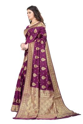 Purple woven art silk saree 2