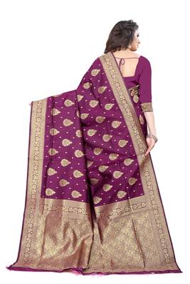Purple woven art silk saree 3