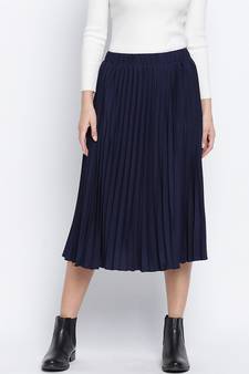 Blazed blue pleated women skirt