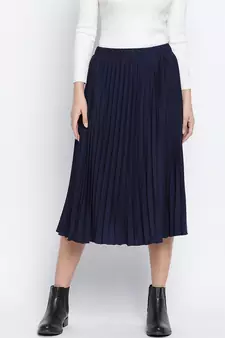Blazed blue pleated women skirt