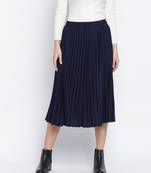 Blazed blue pleated women skirt