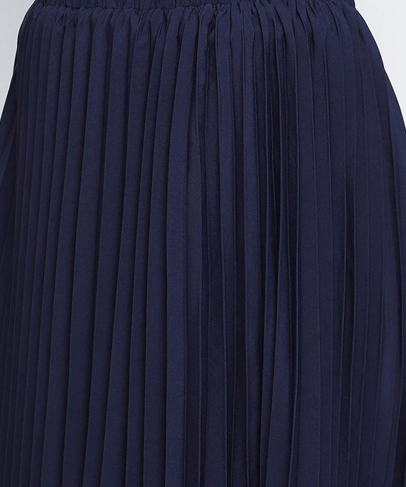 Blazed blue pleated women skirt