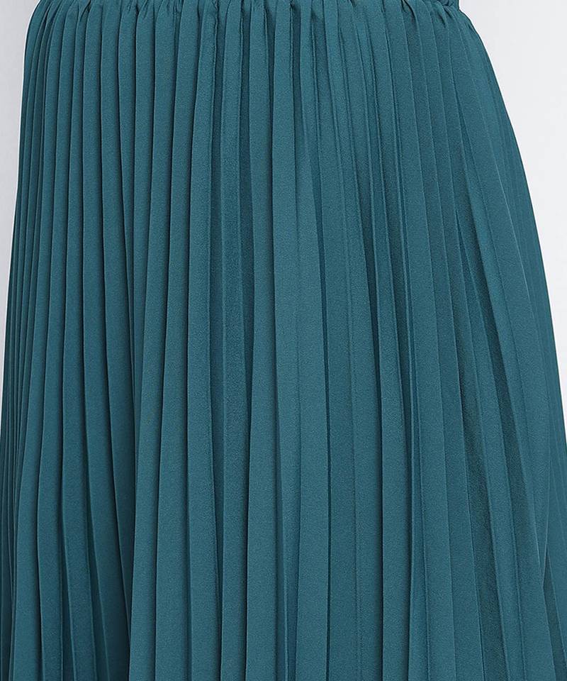 Sea green pleated women skirt