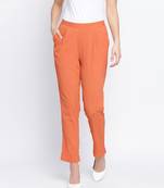 Ubanik solid brown women pants