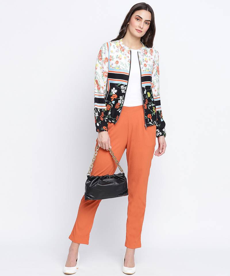 Ubanik solid brown women pants