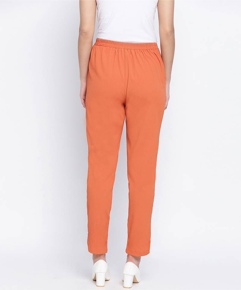 Ubanik solid brown women pants