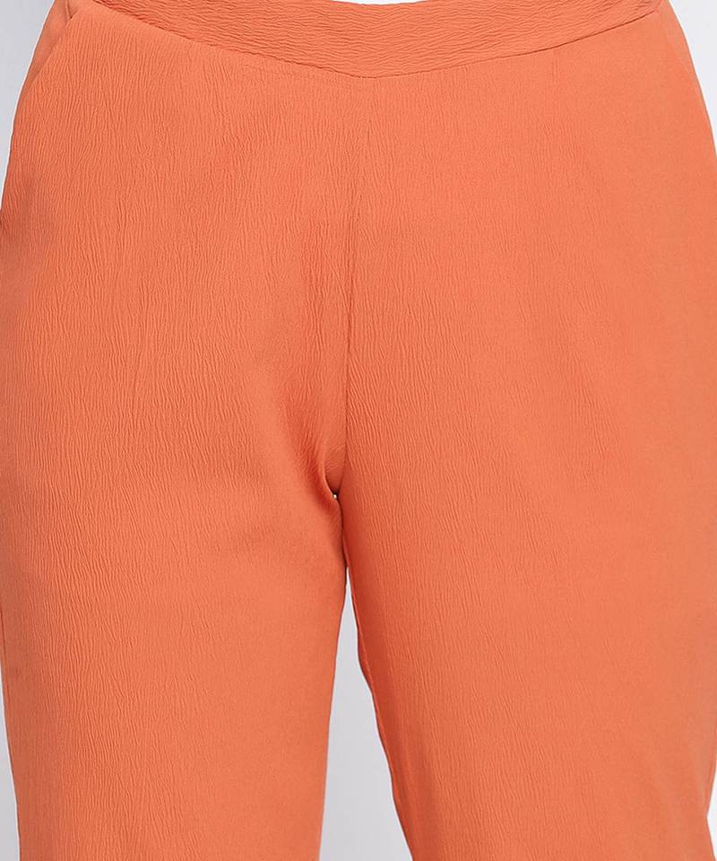 Ubanik solid brown women pants