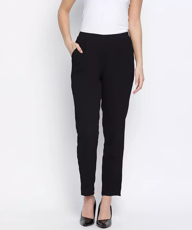 Malltistic solud black women pant