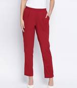 Zoric solid red women pant