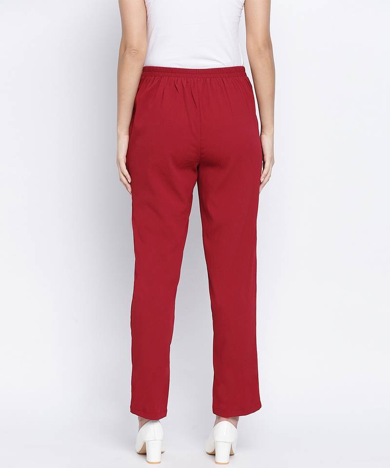 Zoric solid red women pant