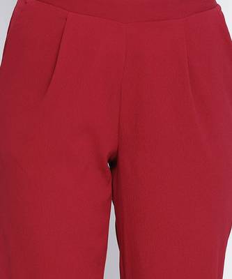 Zoric solid red women pant 5