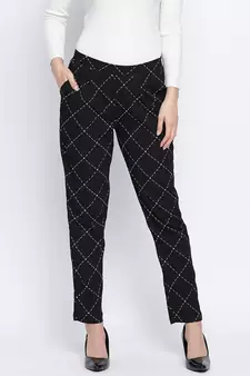 Blantic Black zig zag print women casual pant