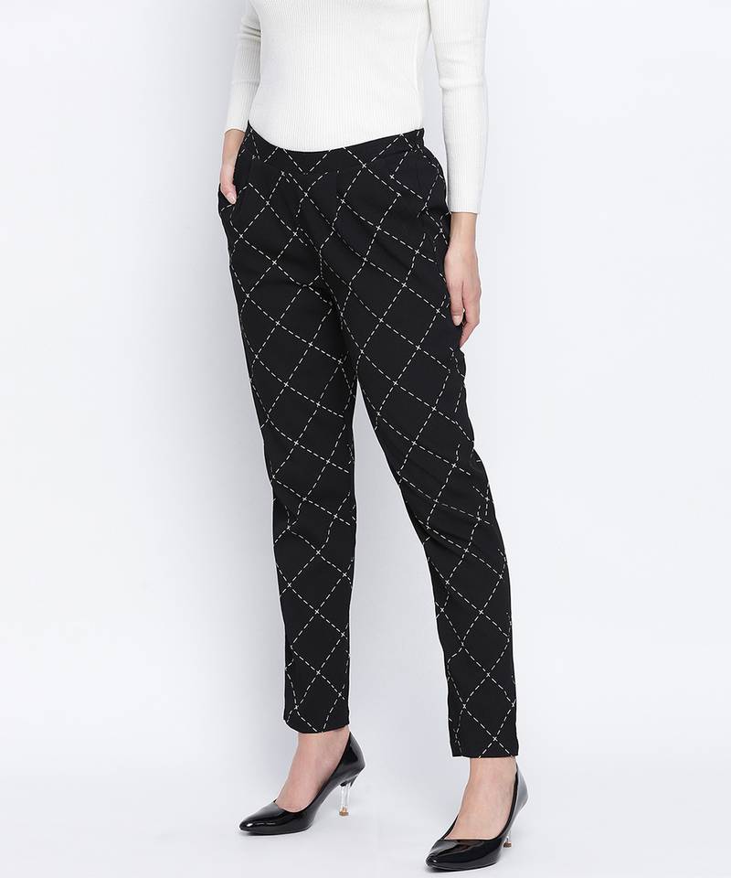 Blantic Black zig zag print women casual pant