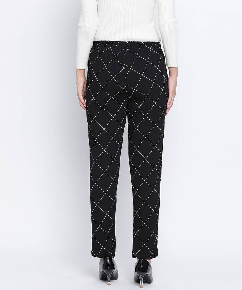 Blantic Black zig zag print women casual pant