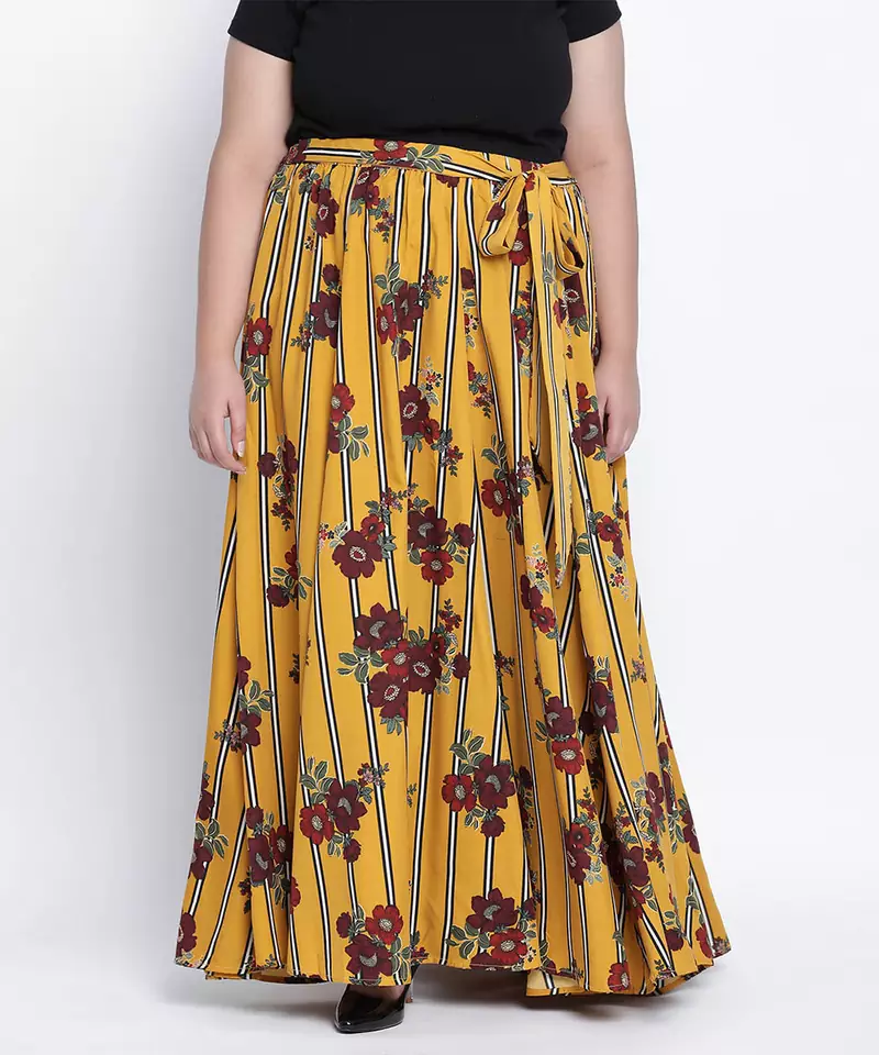 Sizzlling sunny printed print plus size skirt