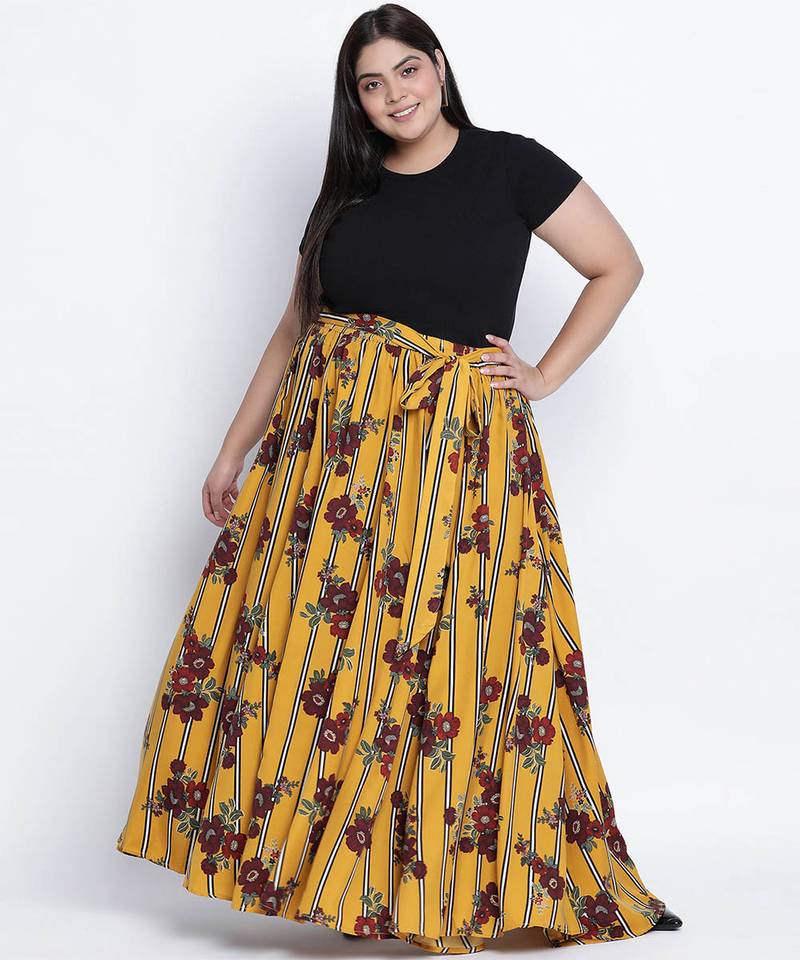 Sizzlling sunny printed print plus size skirt