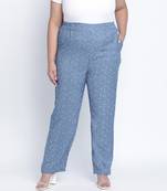 Lattic blue peinted plus size Elasticated pant