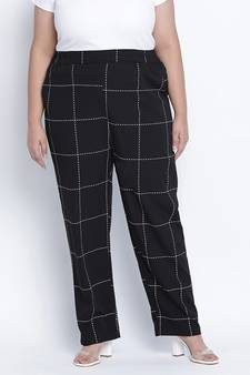 Quirky black check  plus size Elasticated pant