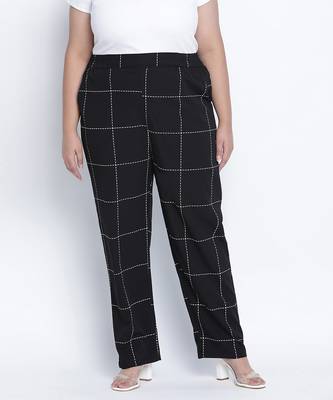 Quirky black check  plus size Elasticated pant 1