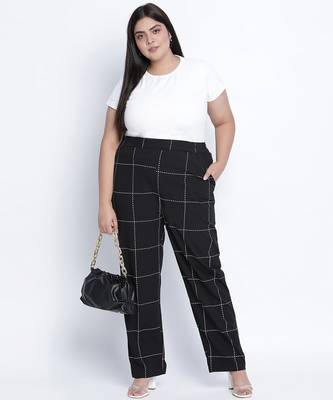 Quirky black check  plus size Elasticated pant 2