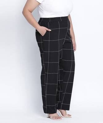 Quirky black check  plus size Elasticated pant 3