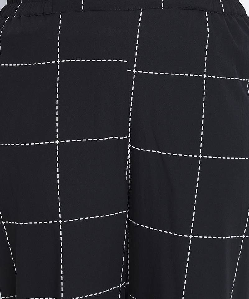Quirky black check  plus size Elasticated pant