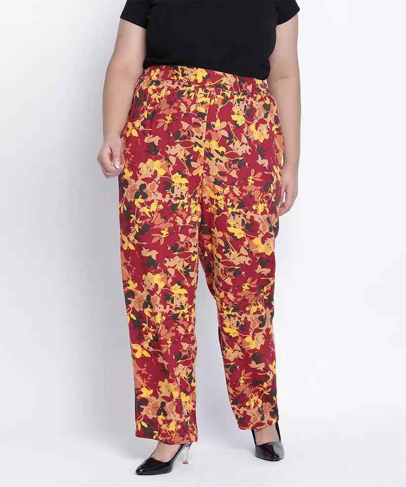 Elated coloruful printed printed plus size Elasticated pant