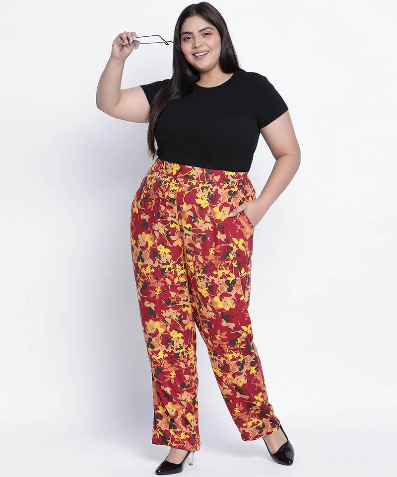 Elated coloruful printed printed plus size Elasticated pant