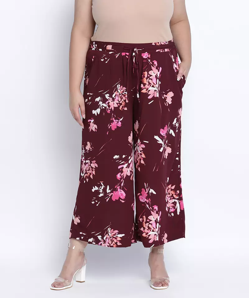High wine printed print plus size Elasticated Pant