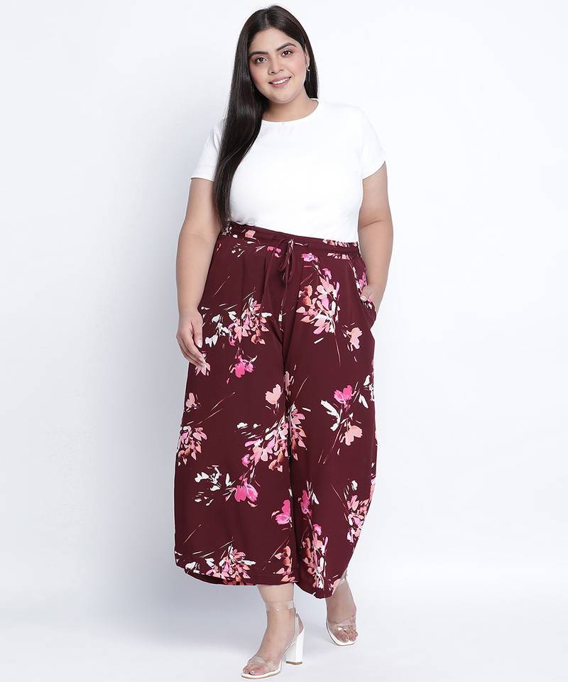 High wine printed print plus size Elasticated Pant