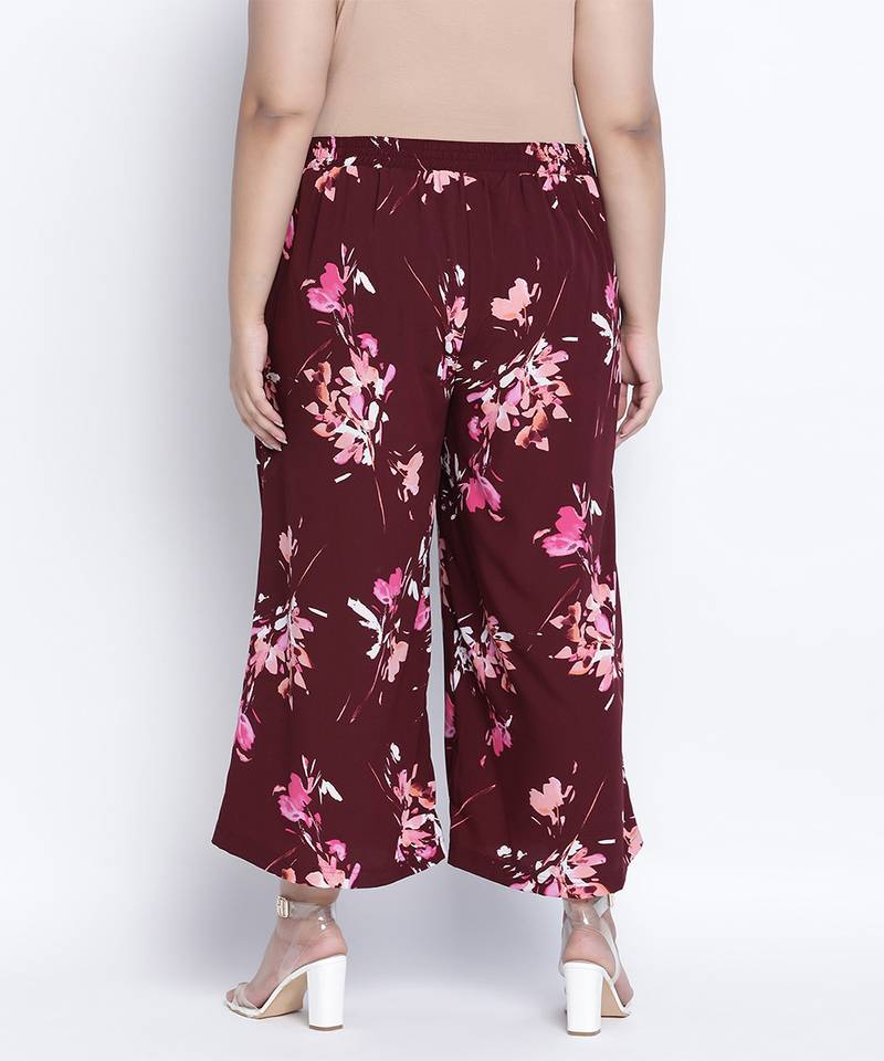 High wine printed print plus size Elasticated Pant