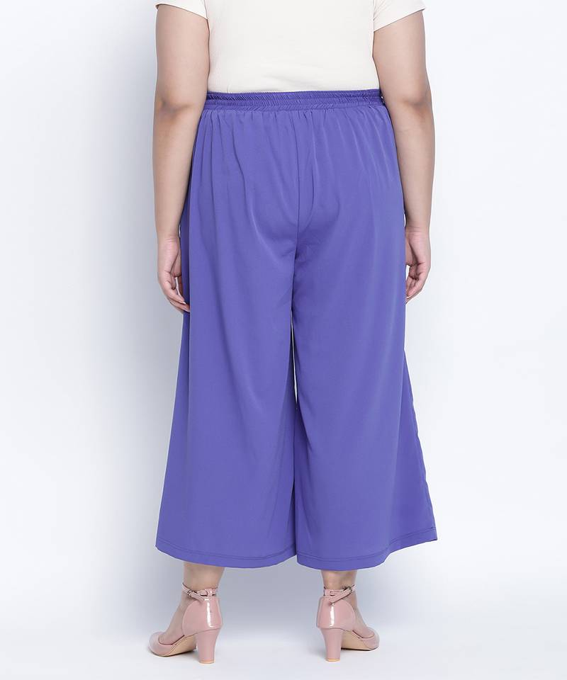 Sallic Solid blue plus size Elasticated pant