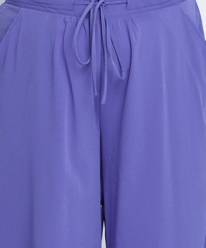 Sallic Solid blue plus size Elasticated pant