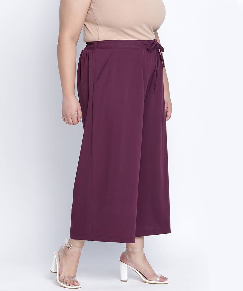 Windzour soild wine plus size Elasticated pant