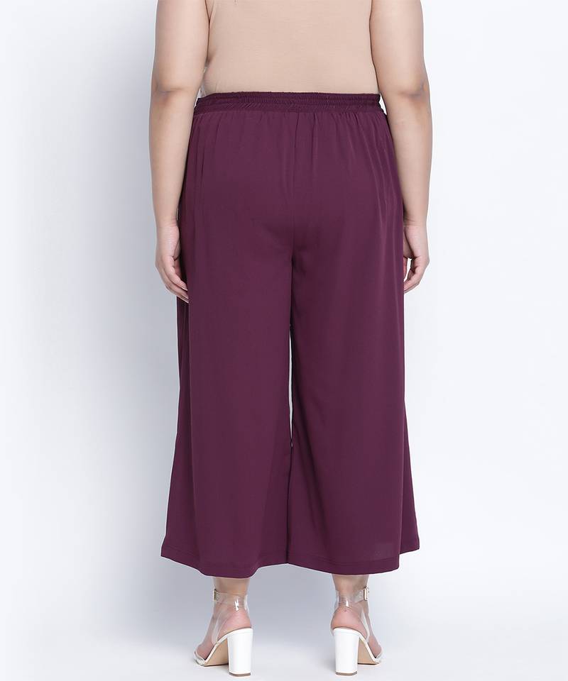 Windzour soild wine plus size Elasticated pant