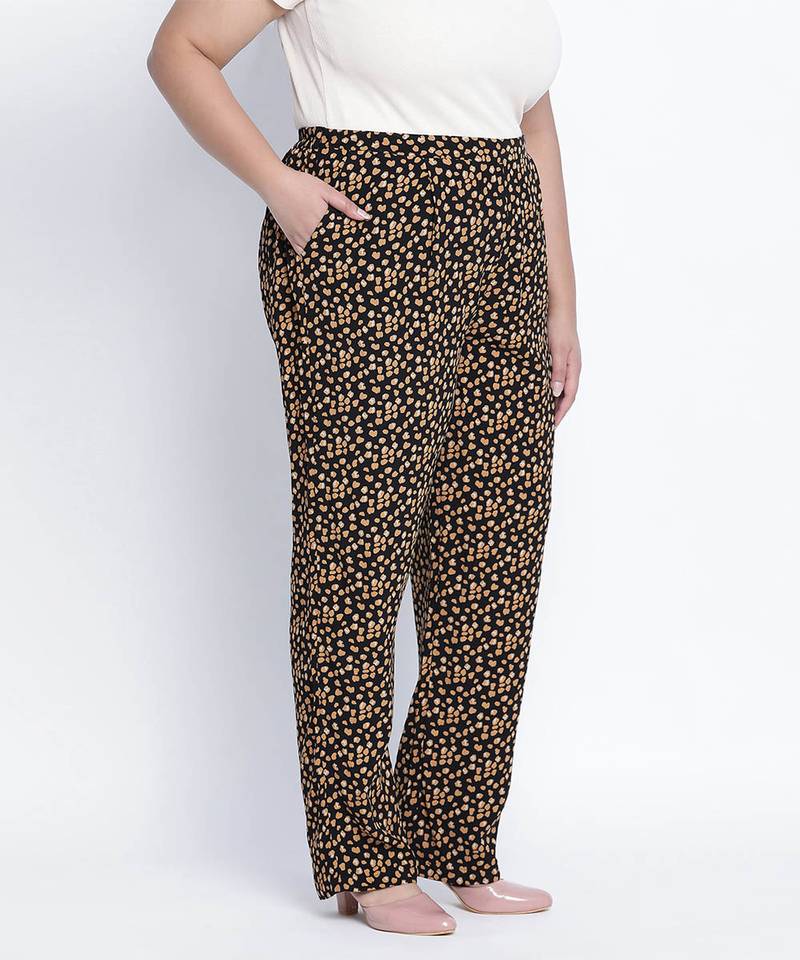 Brownie brown Animal printed plus size  pant